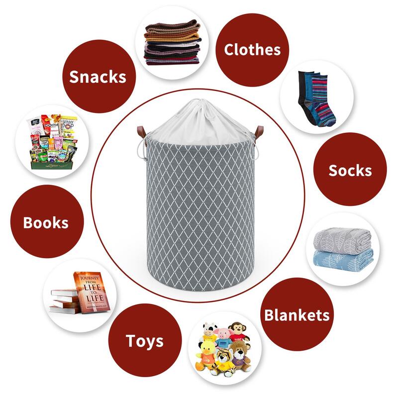 Vinsani Criss-cross Freestanding Laundry Sorter With Drawstring Lid