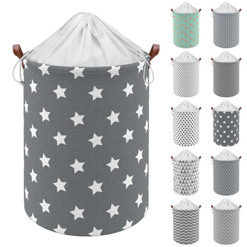 Vinsani Zig-zag Star Cotton Laundry Basket With Drawstring Closure