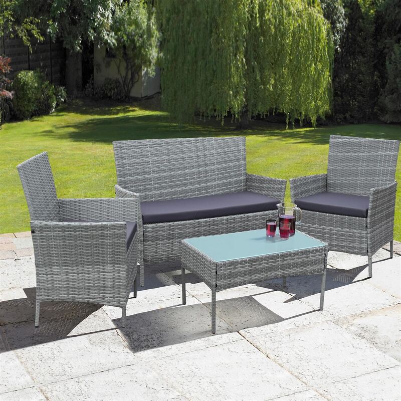 Rattan Outdoor Furniture Set 4-piece Garden Sofa - Grey