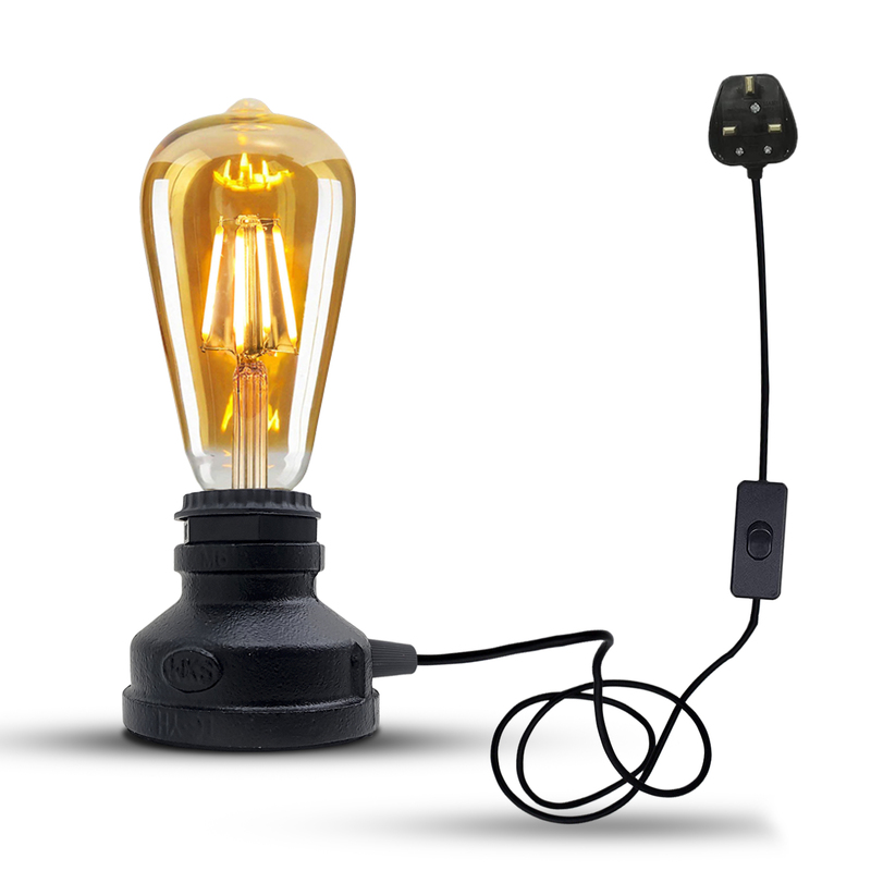 Industrial Water Pipe Desk Lamp - E27 60w Brushed Silver