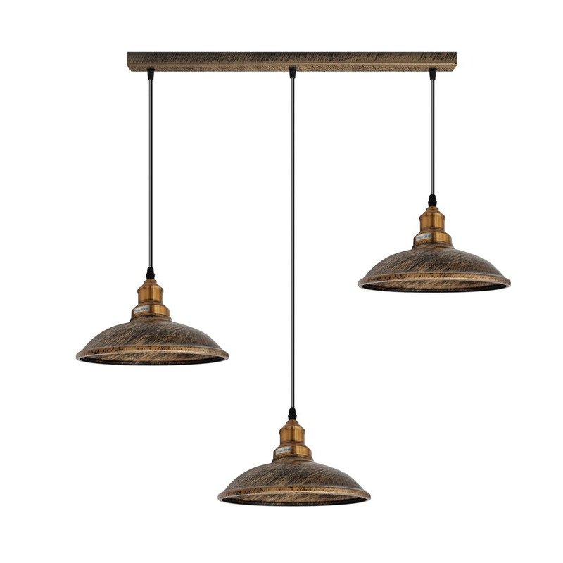 Industrial Vintage Metal Pendant Lights Chandelier - 3 Light, 95cm Adjustable Height, E27 Fitting