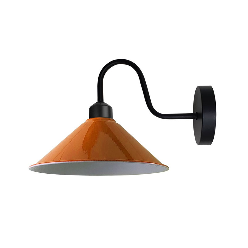 Metal Cone Shade Wall Light Fixture E27 Dimmable Retro Sconce - 22cm W X 10cm H
