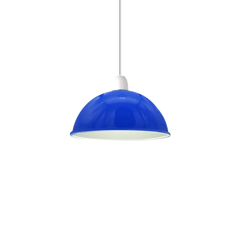 Navy Blue Metal Dome Lamp Shade For Ceiling Pendant Wall Lights - E27 Fitting, 60w Max