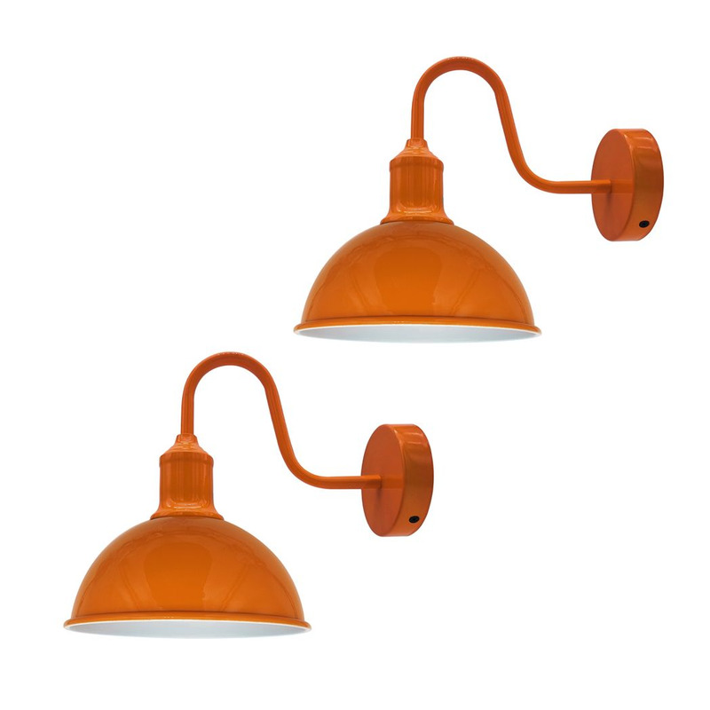 2 Pack Swan Neck Metal Wall Lights With 95cm Cable - E27 Lamp Base - Industrial Style Sconces For Living Room, Dining Room, Kitchen