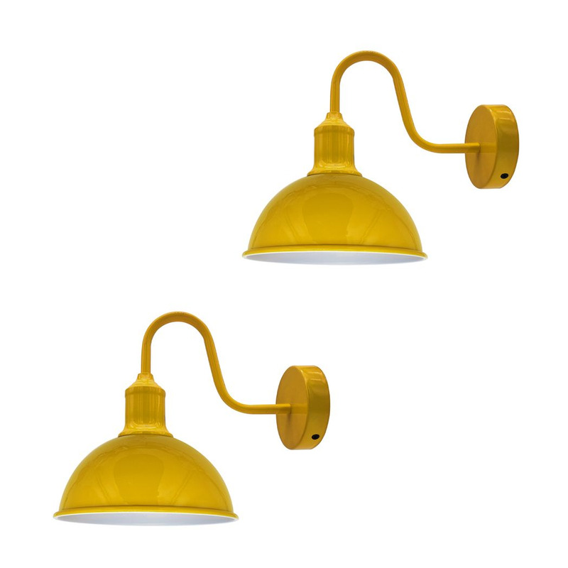 2 Pack Swan Neck Metal Wall Lights With 95cm Cable - E27 Sconce Fixture For Living Room Dining Kitchen