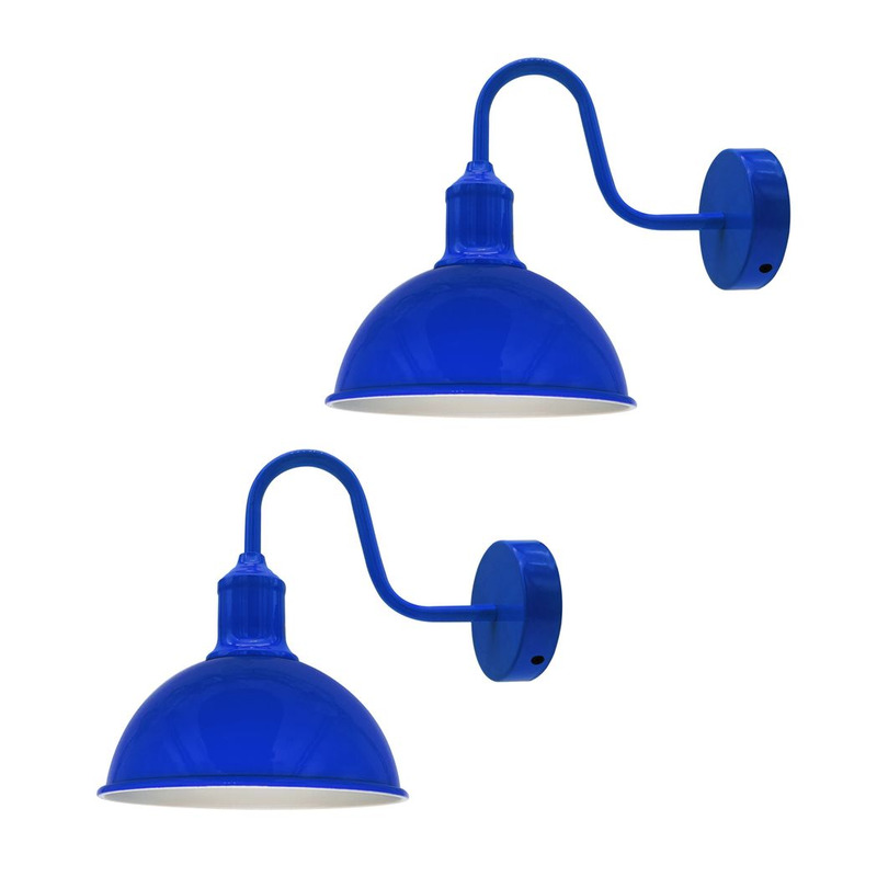 Swan Neck Metal Wall Lights Set 2 Pack E27 Sconce Fixture - 95cm Cable