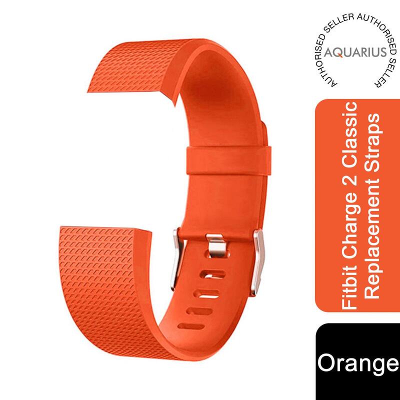Aquarius Orange Replacement Straps For Fitbit Charge 2 With Metal Clasp - Adjustable
