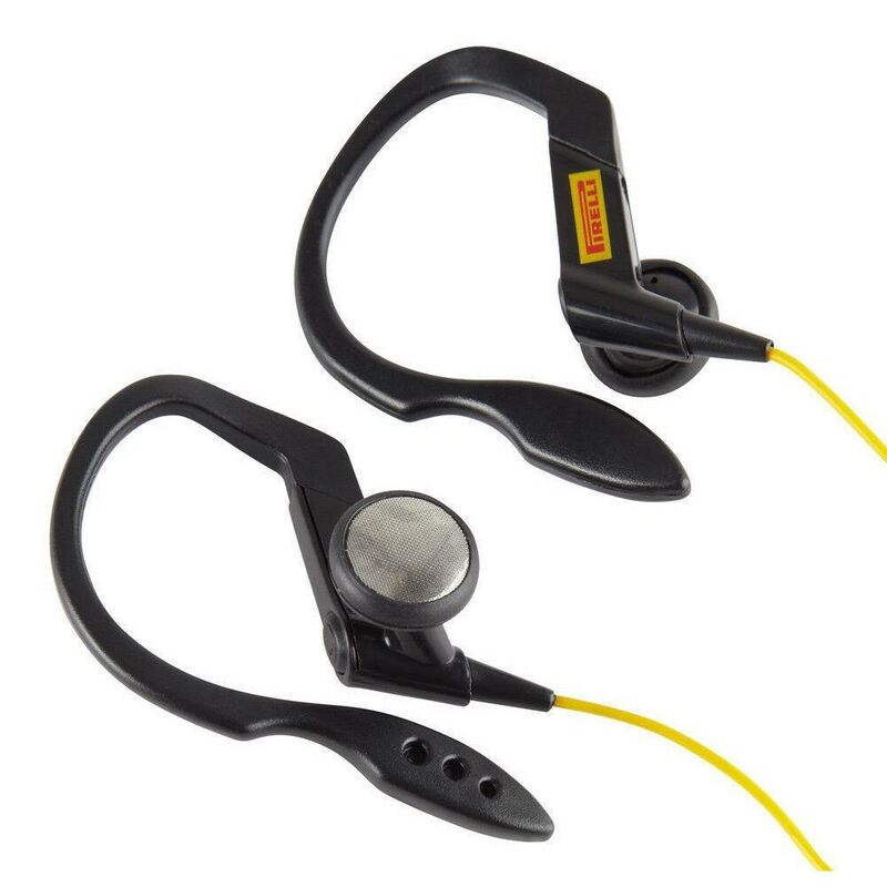 Pirelli Ear Clip Sports Headphones | Bass Pipe Design | 3.5mm Stereo Jack | 15mm Driver | Black & Yellow