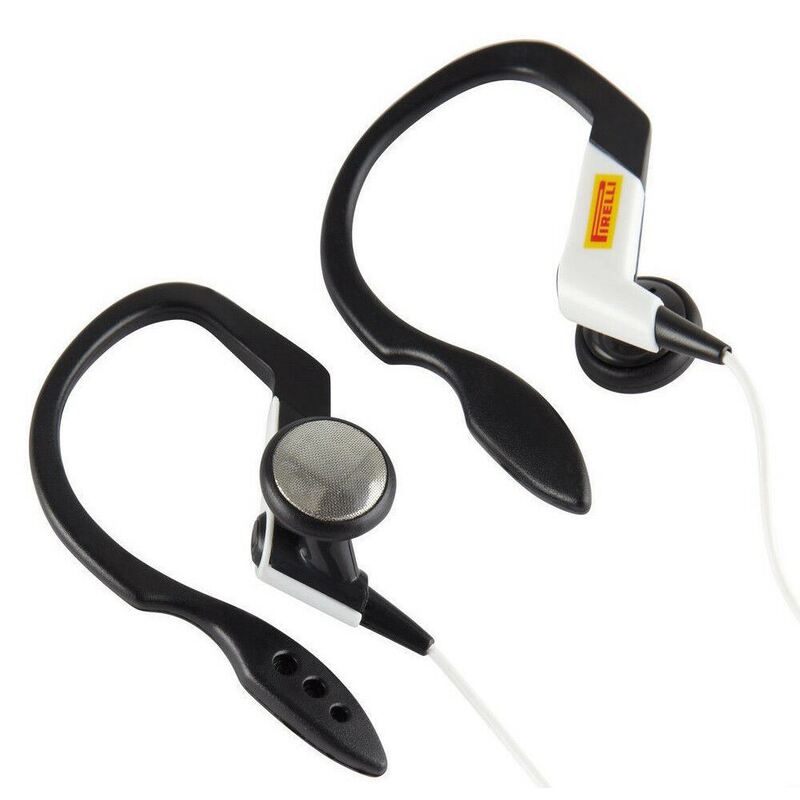 Pirelli Bass Pipe Sports Ear Clip Headphones 3.5mm Stereo Jack 15mm Driver - Black / White
