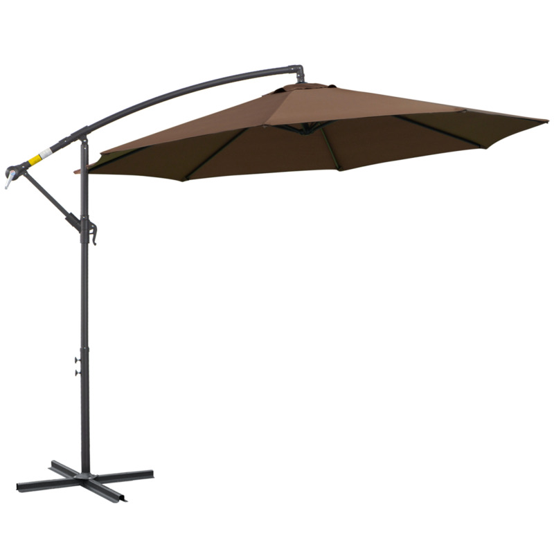 Outsunny 3m Garden Banana Cantilever Parasol Umbrella - Brown