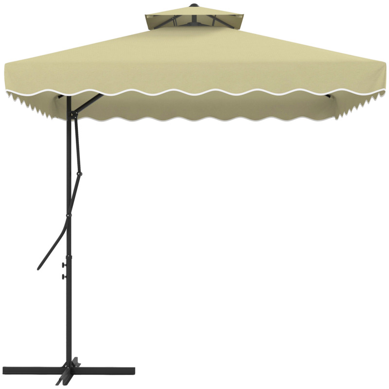 Outsunny 2.5m Square Cantilever Garden Parasol Umbrella - Beige