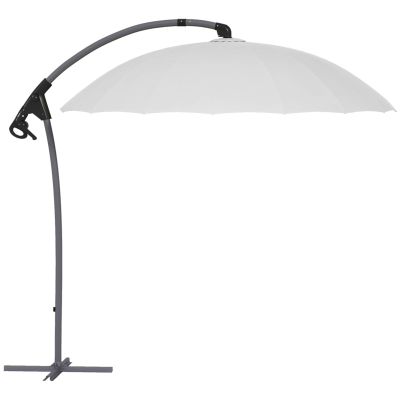 Outsunny 2.7m Cantilever Parasol With Cross Base & Crank Handle - Grey