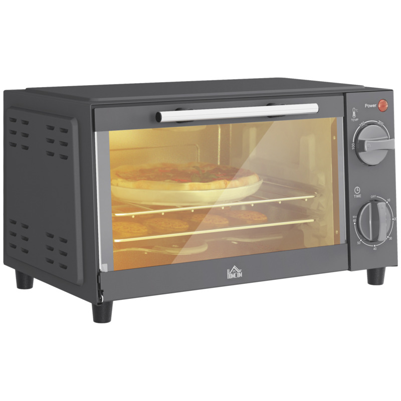 Homcom 9l Countertop Electric Oven - Grey 100-230 C Temp 60 Min Timer 750w Grill