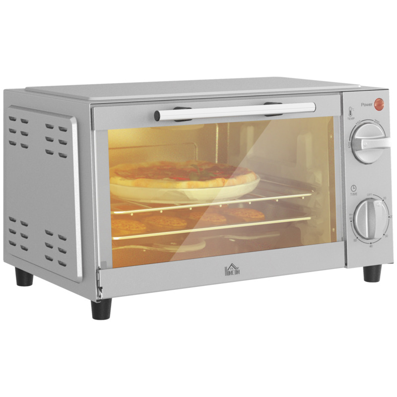 Homcom 9l Countertop Toaster Oven - Silver - 100°c-230°c Adjustable Temperature