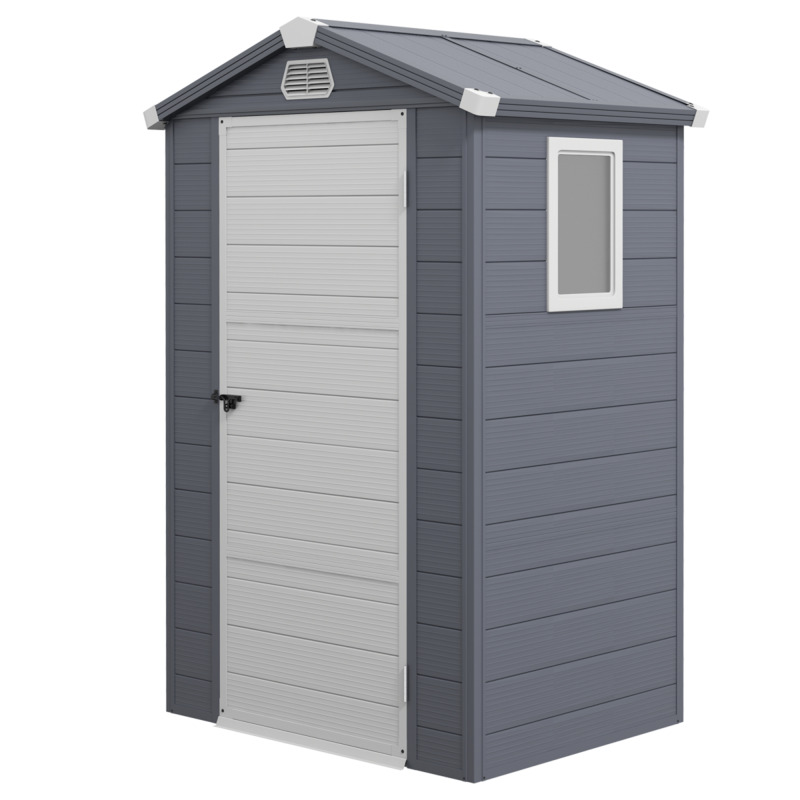 Outsunny Aluminium Plastic Garden Shed Storage 4 X 3ft With Foundation Kit Vents - Grey