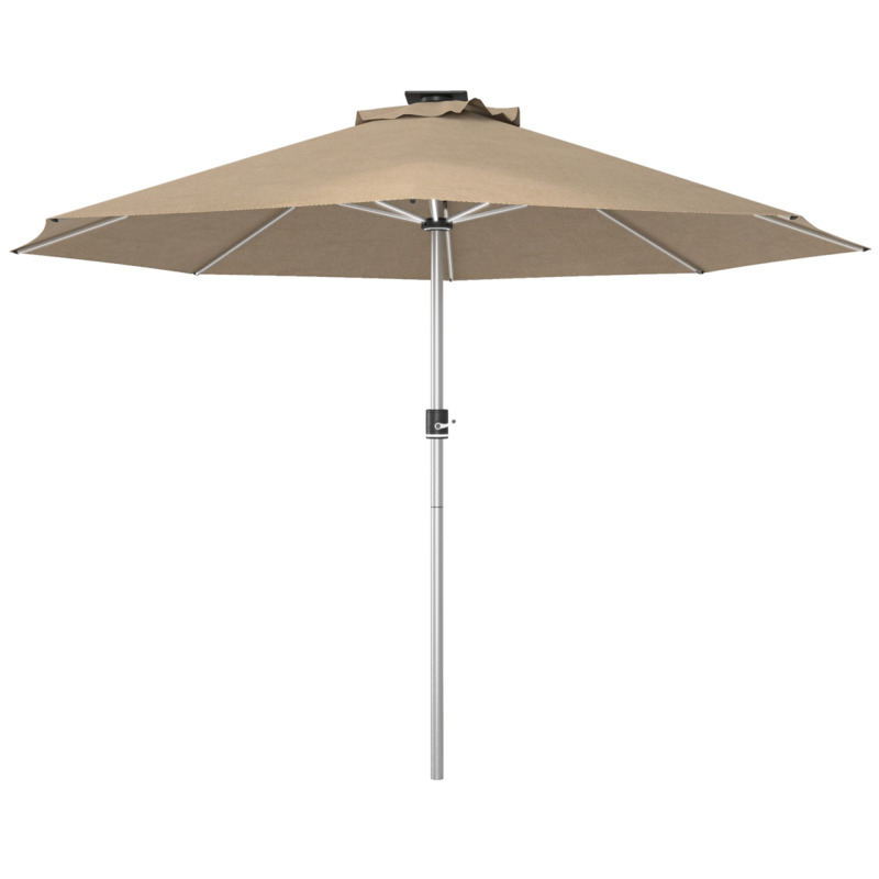 Outsunny Solar Led Patio Parasol With Lights - Khaki