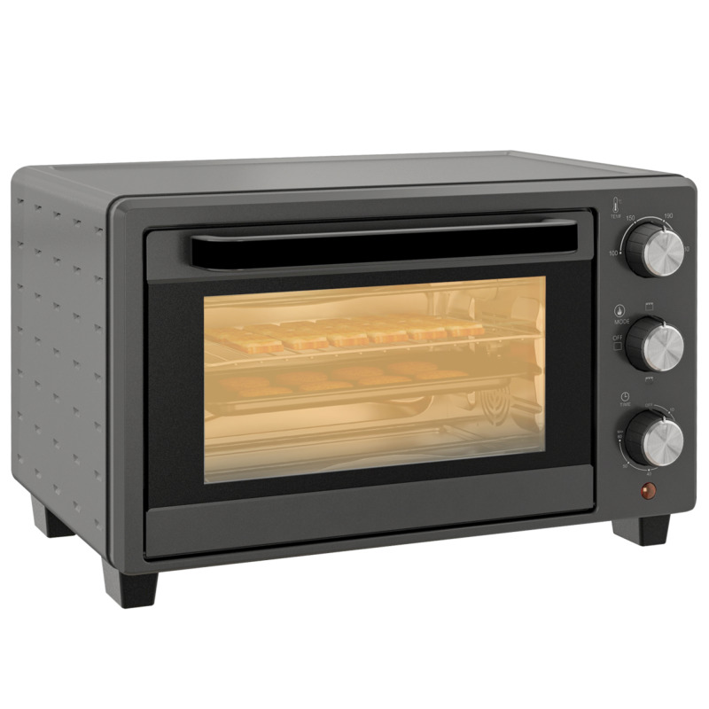 Homcom 21l Electric Countertop Oven With Grill - Adjustable Temperature Timer 1400w Grey