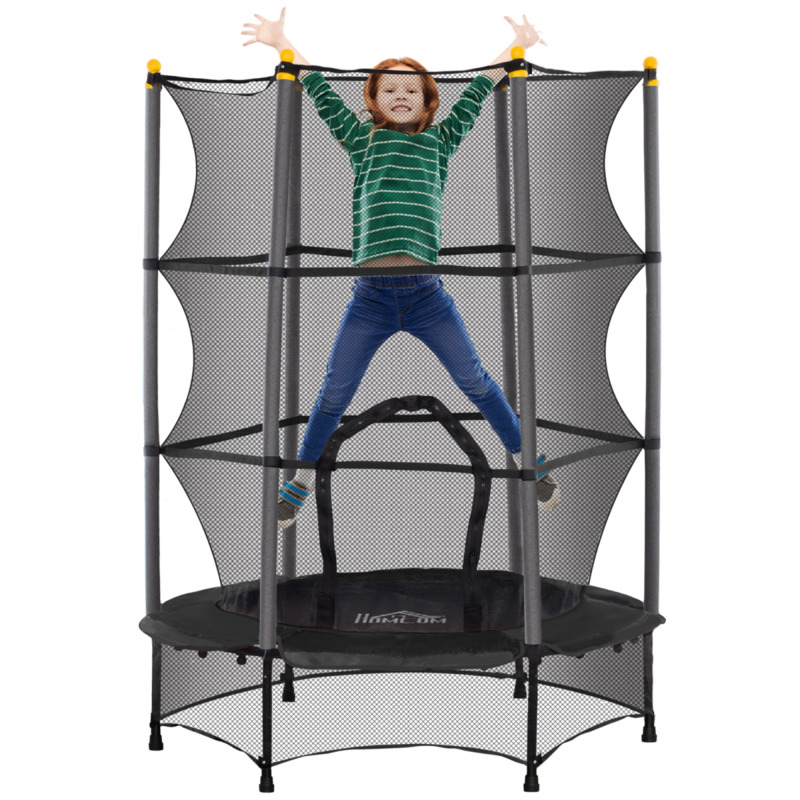 Homcom 4.6ft Springless Bungee Trampoline With Safety Enclosure - Black