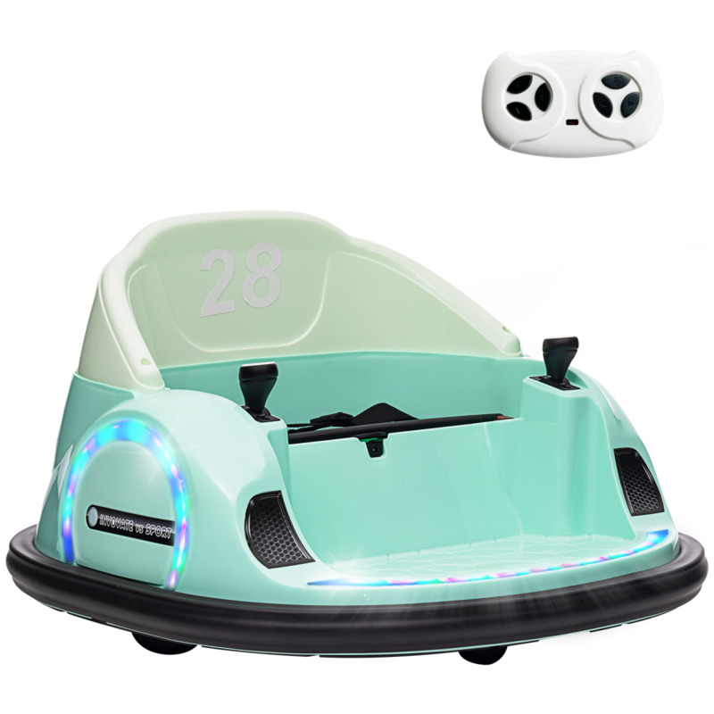 Aiyaplay 360° Rotation 12V Kids Bumper Car With Remote Control - Vibrant Green-image