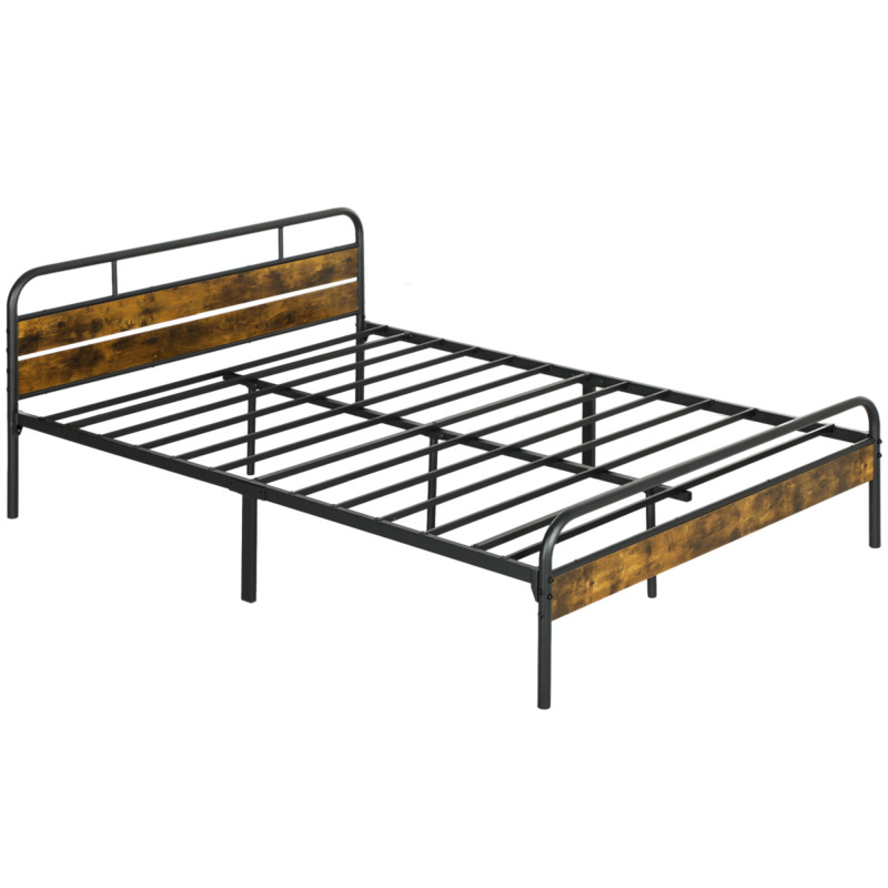 Homcom Metal Bed Frame With Headboard - King Size 32cm Clearance Rustic Brown