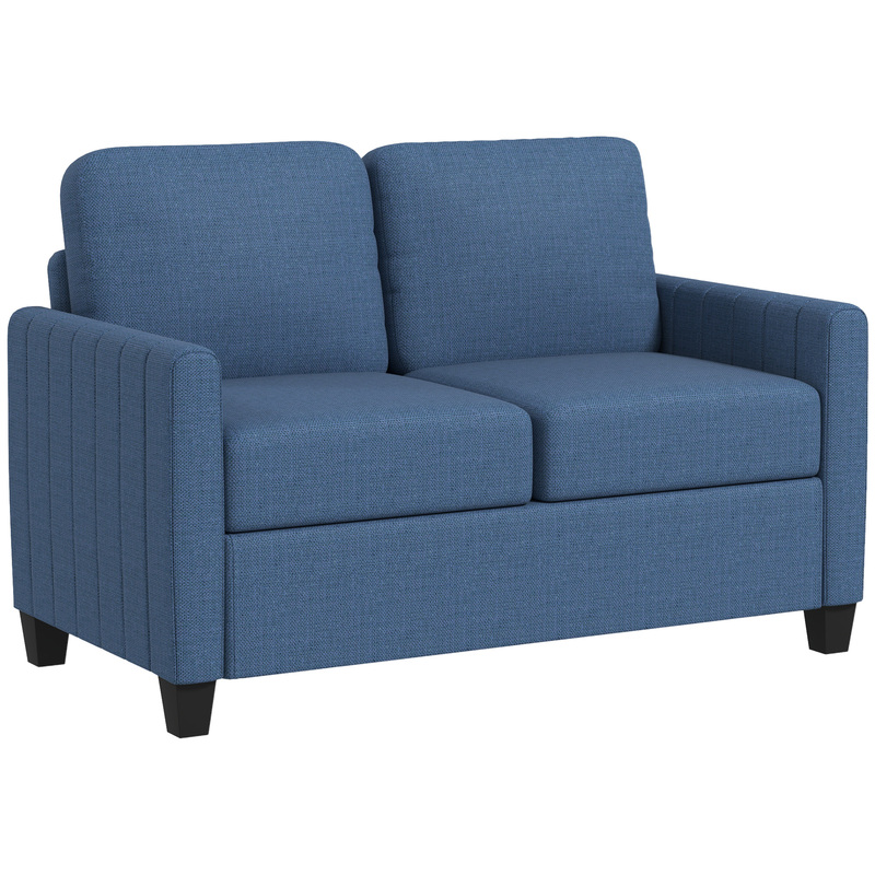 Homcom Burlap-effect Fabric 2 Seater Sofa - Blue