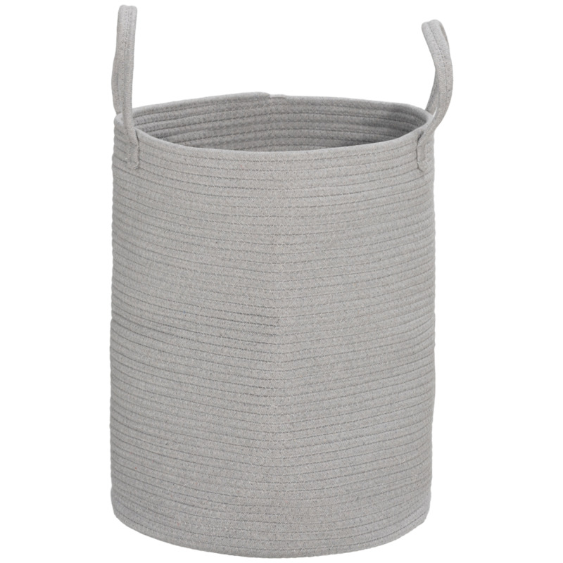 Homcom 36l Cotton Rope Laundry Basket With Handles - Grey