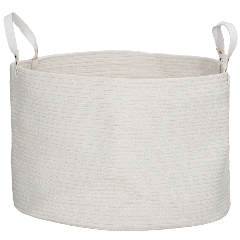 Homcom Cotton Rope Laundry Basket 36l With Handles - Cream