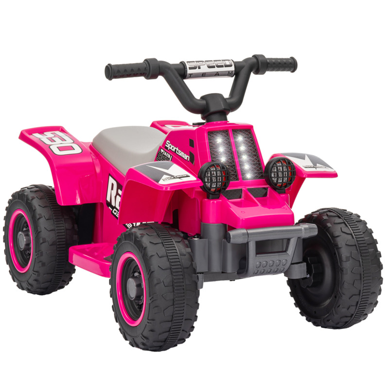 Aiyaplay 6v Electric Quad Bike For Toddlers - Pink, Forward & Backward, Led Headlights, 18-36 Months