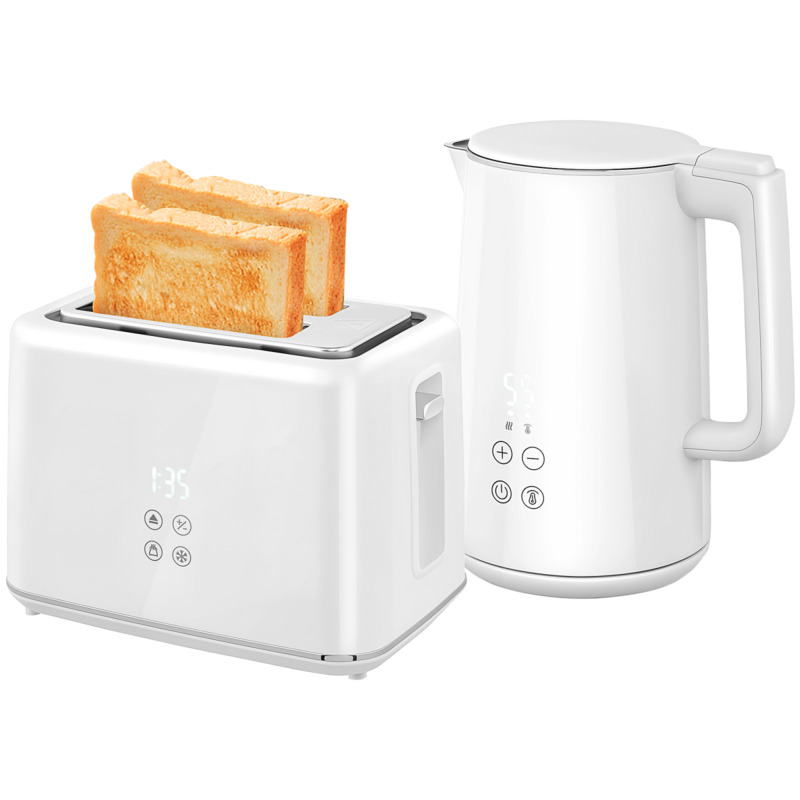 Homcom 1.5l 3000w Electric Kettle & 2 Slice Toaster Set - White