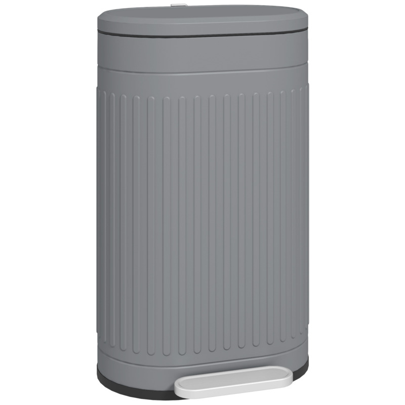 Homcom 30l Powder-coated Metal Pedal Bin - Grey