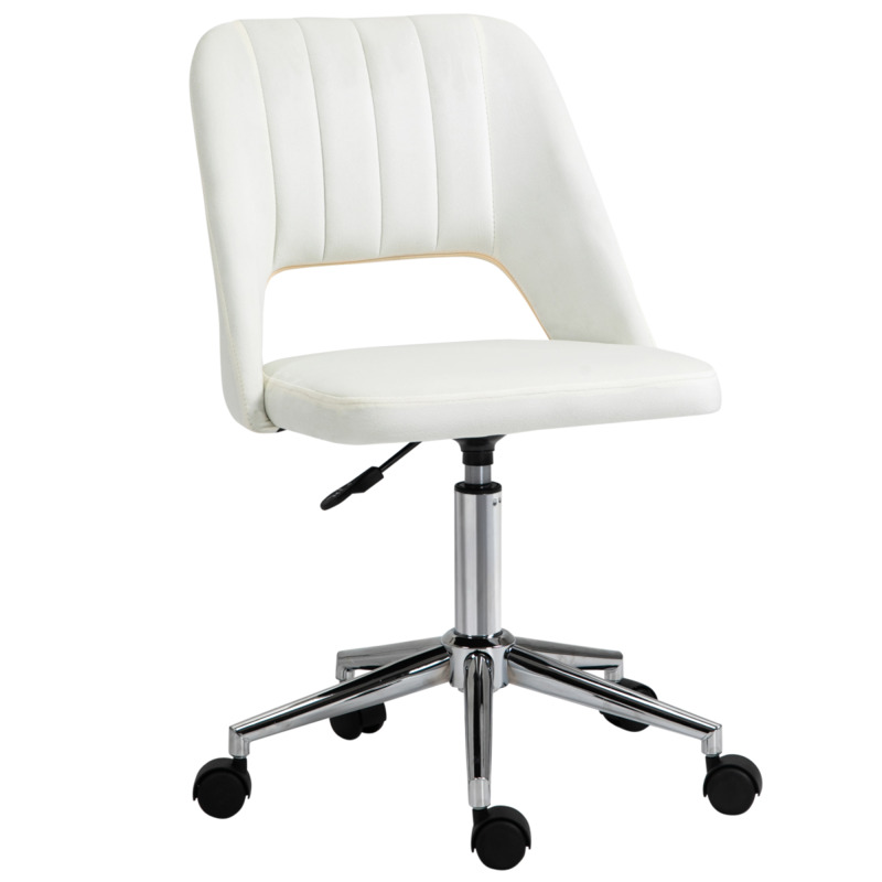 Vinsetto Velvet-feel Armless Swivel Home Office Chair - Cream White