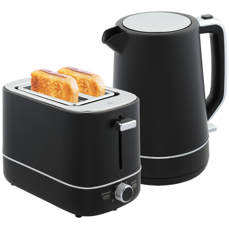 Homcom 1.7l 3000w Fast Boil Electric Kettle & 2 Slice Toaster Set - Black
