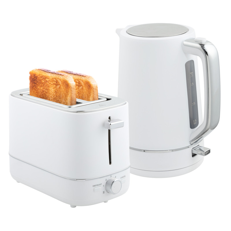 Homcom 1.7l 3000w Fast Boil Electric Kettle & 2-slice Toaster Set - White