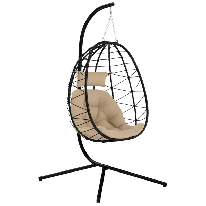 Outsunny Pp Rope Egg-shaped Swing Chair With 15cm Cushion - Garden Relaxation
