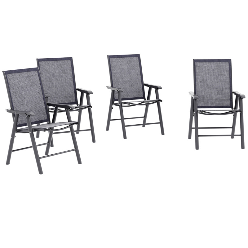 Outsunny Charcoal Grey Texteline Folding Garden Chairs - Set Of 4
