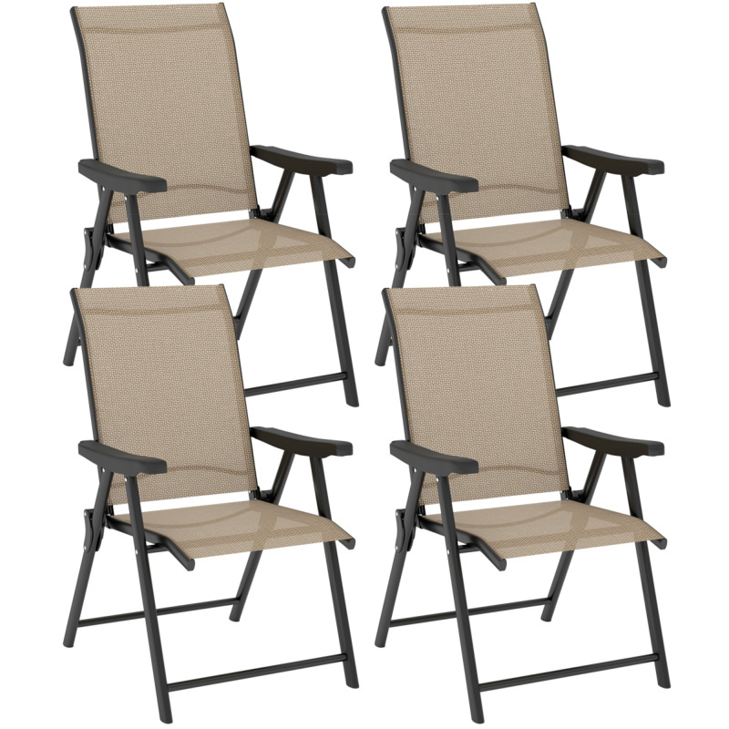 Outsunny 4pcs Folding Mesh Fabric Garden Chairs - Brown