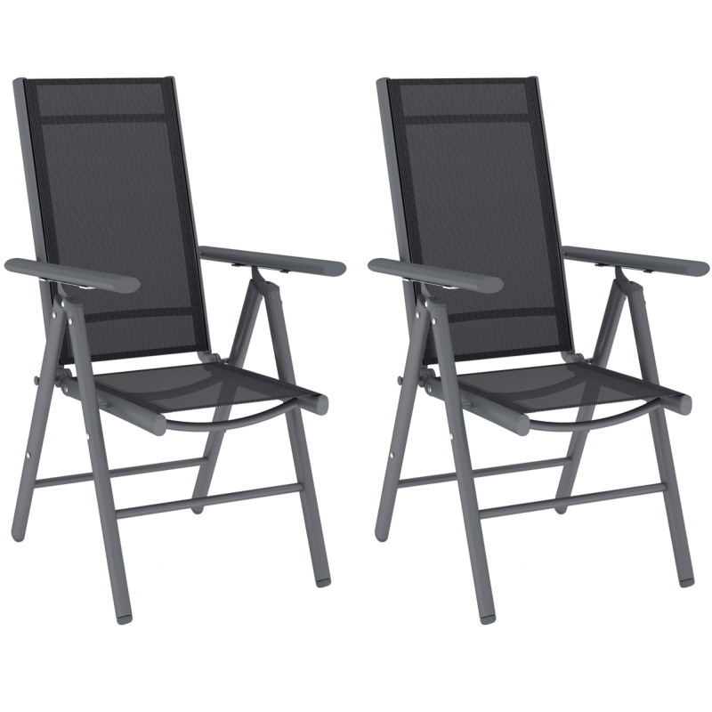 Outsunny Aluminium Folding Garden Chairs Set - Breathable Mesh High Backrest Lightweight