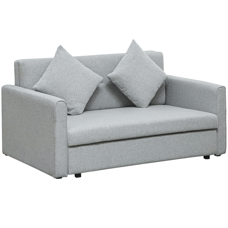 Homcom 2 Seater Sofa Bed With 130 X 67 5cm Storage Grey Convertible Loveseat