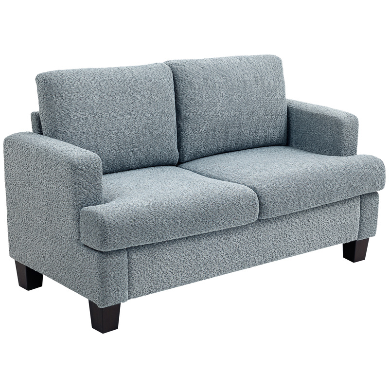 Homcom Chenille Fabric Loveseat Sofa - Light Grey, 138cm