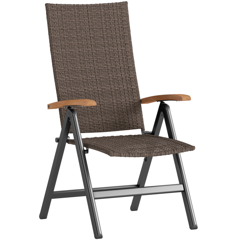Outsunny Folding Rattan Garden Chair - Brown