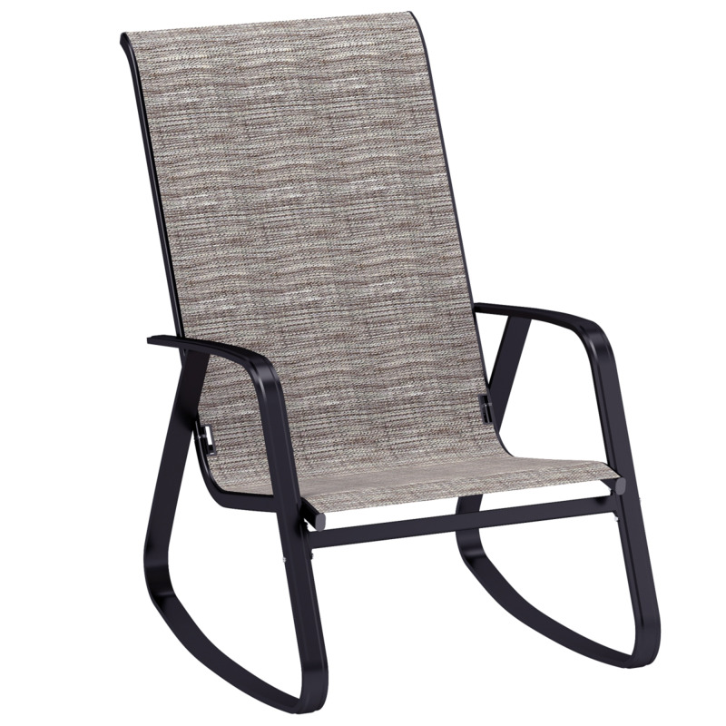 Outsunny Texteline Garden Rocking Chair - All-weather Comfort Ergonomic Light Brown