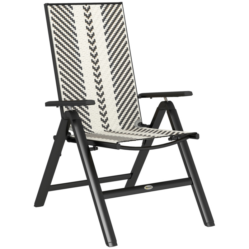 Outsunny Folding Rattan Garden Chair - 5-position Adjustable Backrest Black