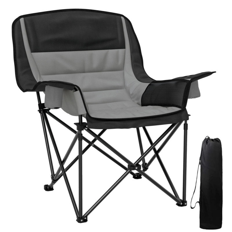 Outsunny Padded Folding Camping Chair - Grey