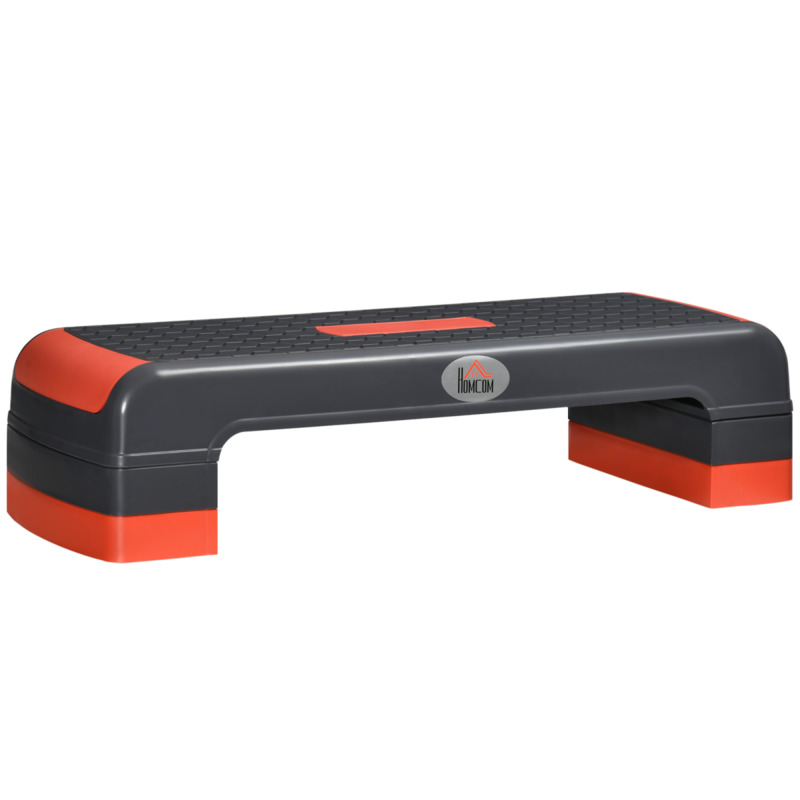 Homcom Adjustable Aerobic Stepper Exercise Platform - Grey & Red