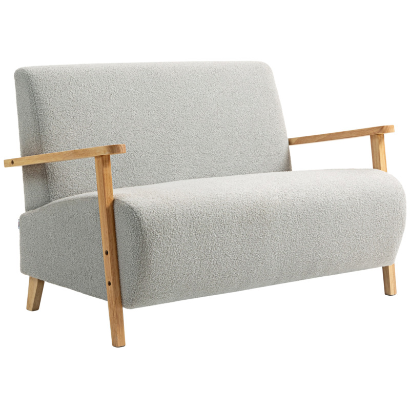 Homcom Grey Sherpa 2 Seater Sofa Loveseat For Living Room