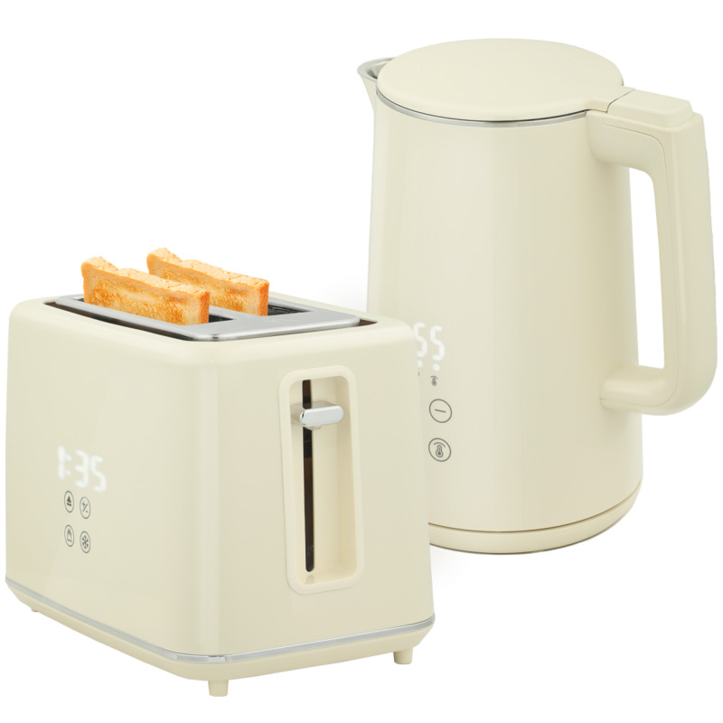 Homcom 3000w 1.5l Rapid Boil Electric Kettle & 2 Slice Toaster Set - Beige