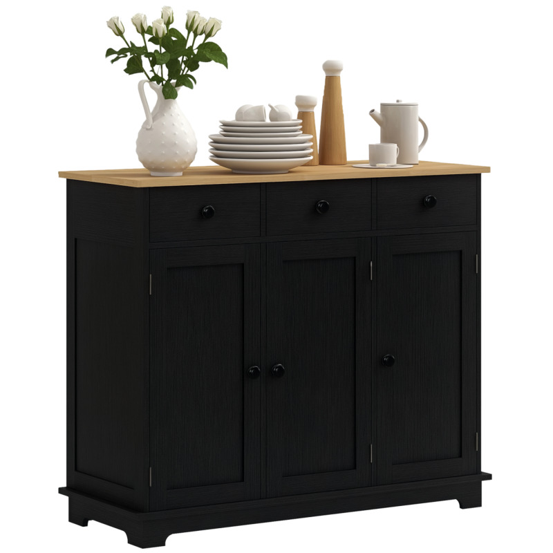 Homcom Black Sideboard Buffet Cabinet With Storage And Drawers