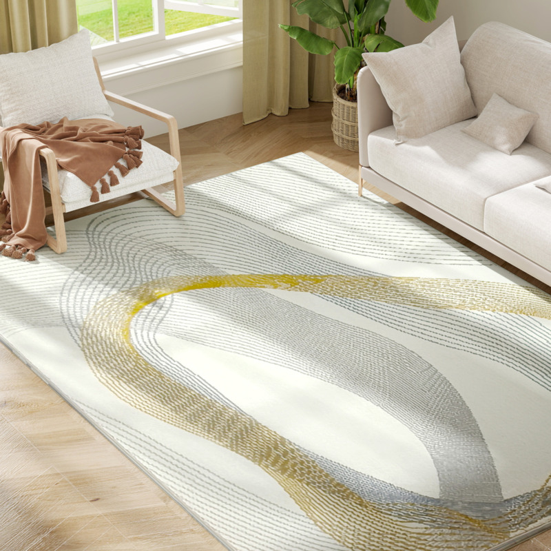 Homcom Polypropylene Rug Machine Washable Allergy-friendly Floor Carpet Cream White