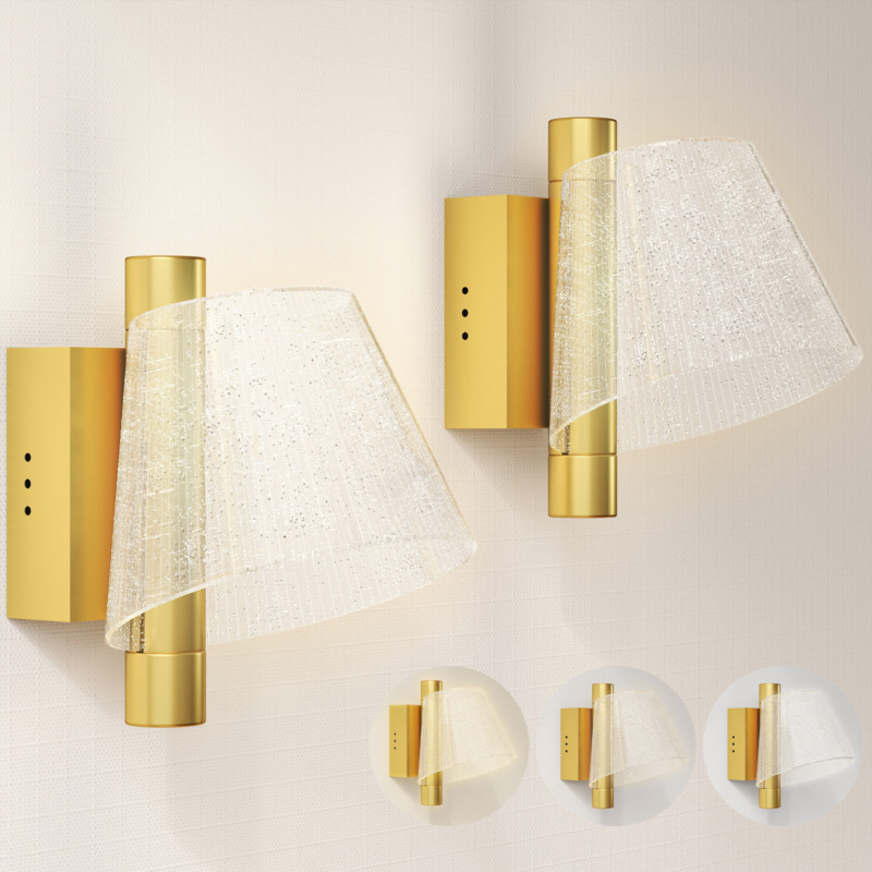 Homcom 2 Pack Led Wall Lamps, Modern Starry Effect, Adjustable Colour Temperature, Gold, 5w
