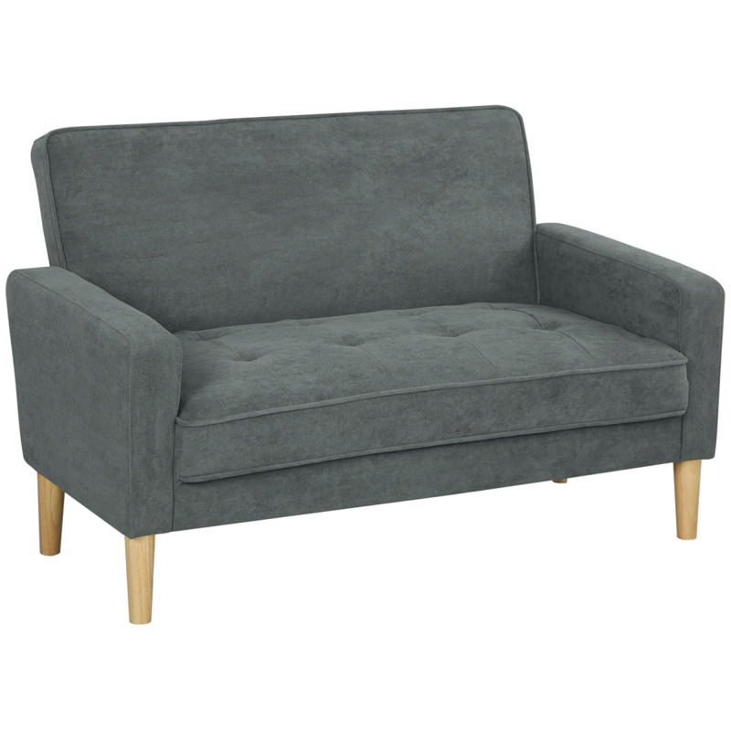 Homcom Velvet-feel 2 Seater Loveseat Sofa - Grey